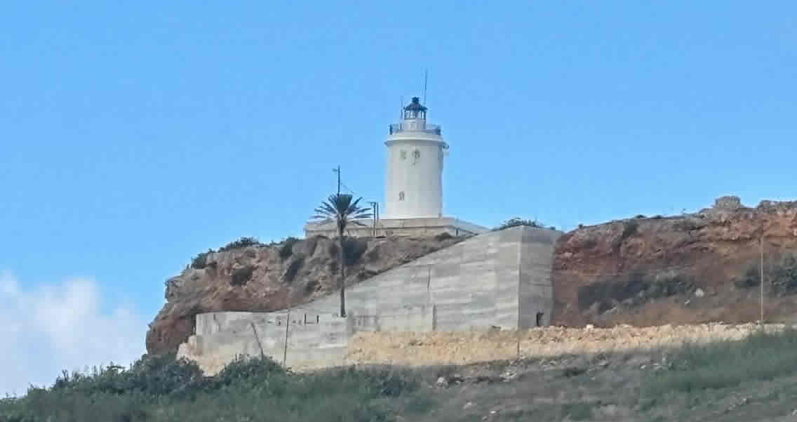 Gordan Lighthouse on Ġurdan Hill above Għasri, Gozo