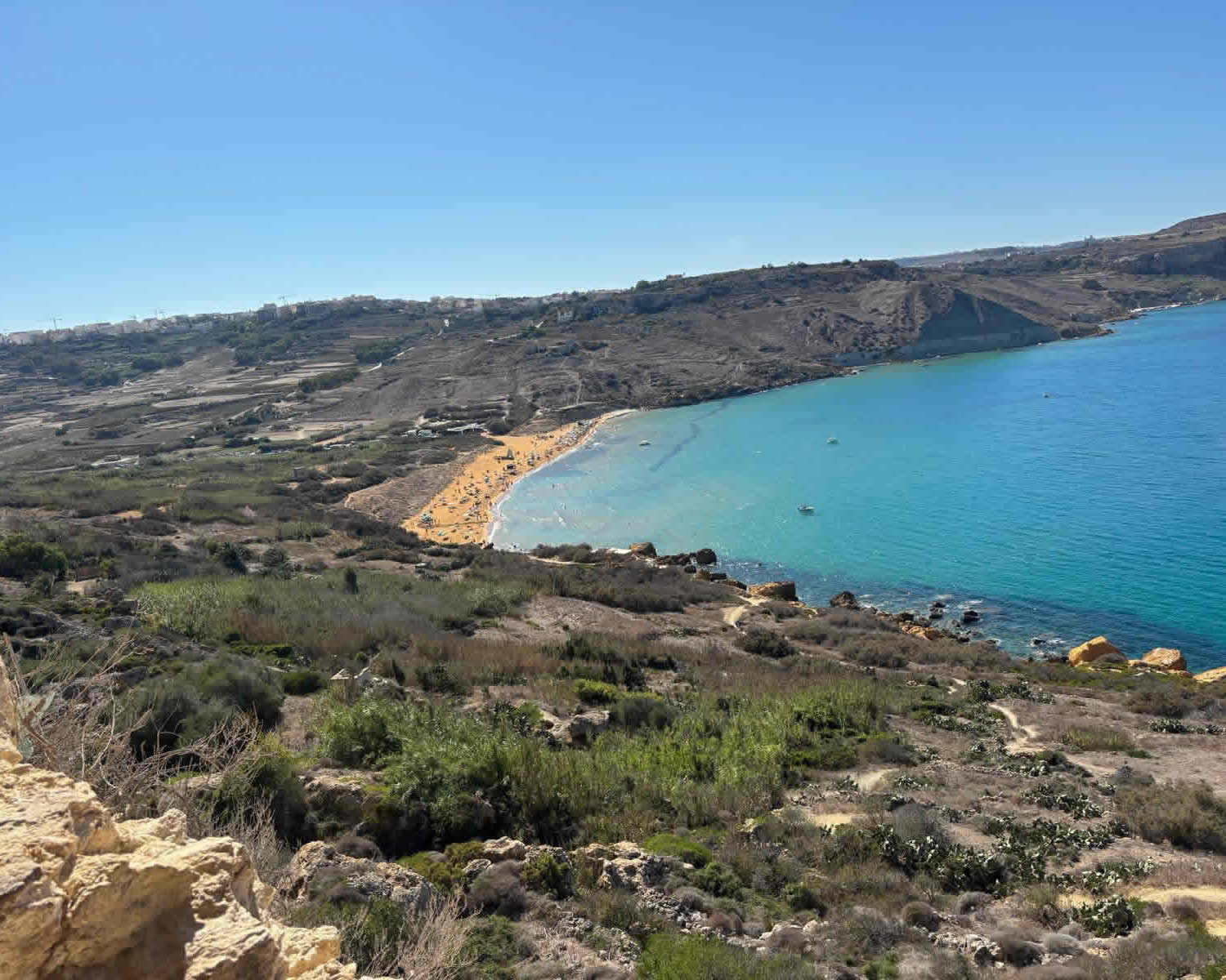 Tal-Mixta Cave overlooking Ramla Bay in Gozo